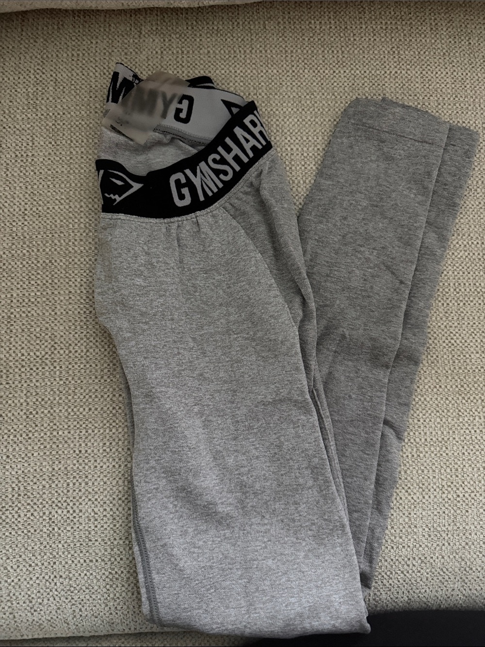 Gymshark Gray Leggings with Black Branded Waistband